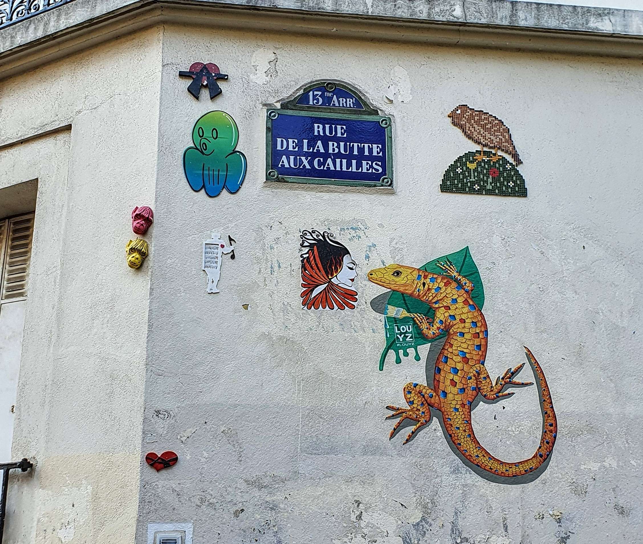 
								Street-art graffiti fresque 
								Louyz, Zorm 
									29 Rue de la Butte aux Cailles
									75013
									Paris
									France 
									Pat Finder
								Street-Art-Safari.com
								