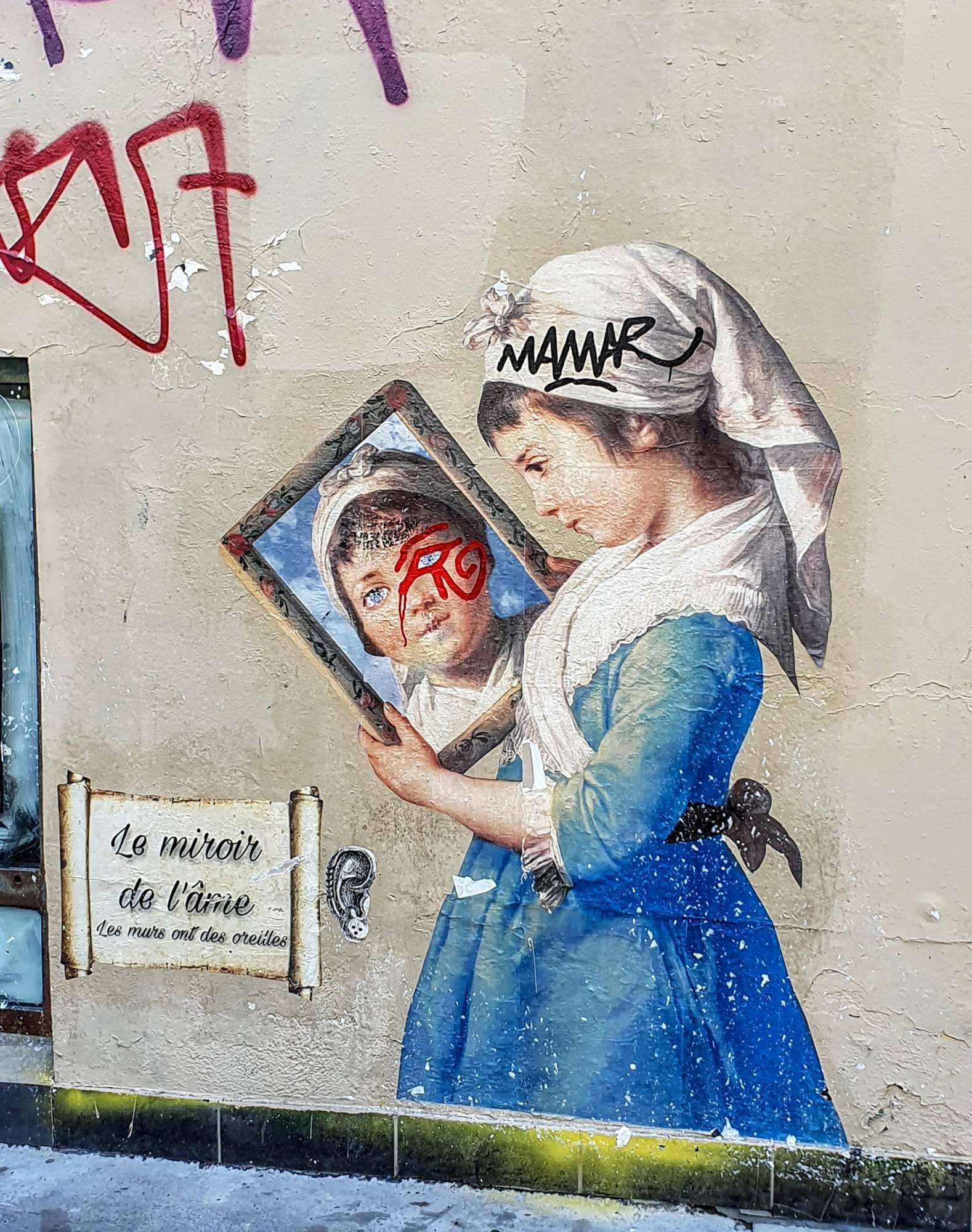 
								Street-art graffiti fresque 
								Les murs ont des oreilles, Rebecca 
									47 Rue de la Roquette
									75011
									Paris
									France 
									Pat Finder
								Street-Art-Safari.com
								