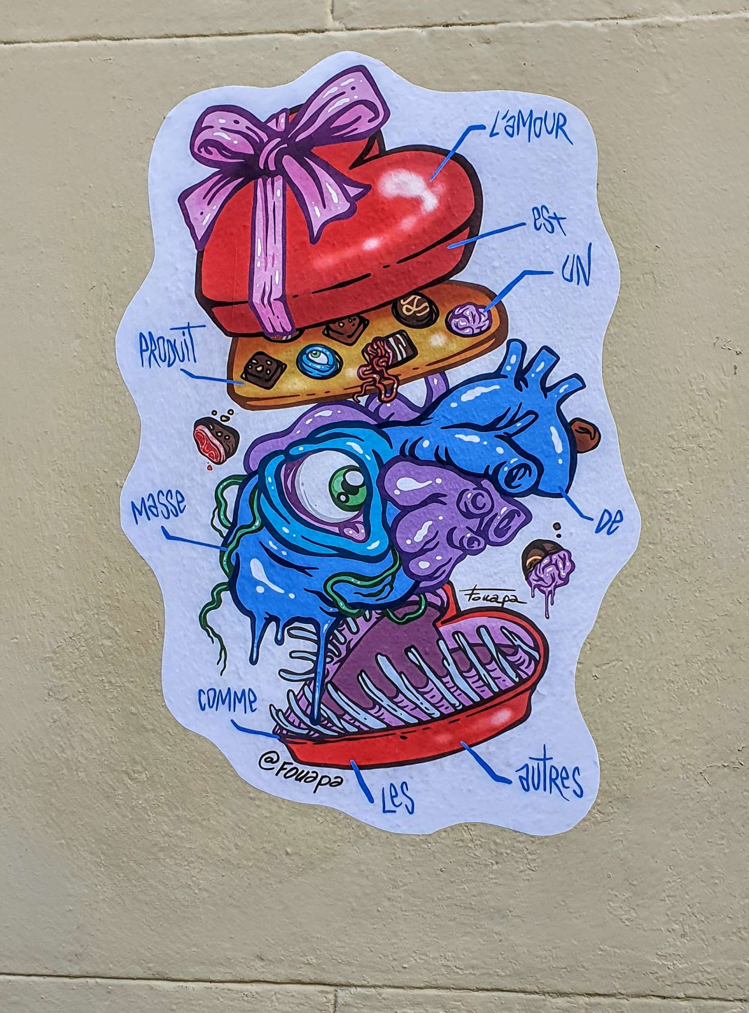 
								Street-art graffiti fresque 
								Fouapa 
									29 Rue Saint-Michel
									69007
									Lyon
									France 
									Pat Finder
								Street-Art-Safari.com
								