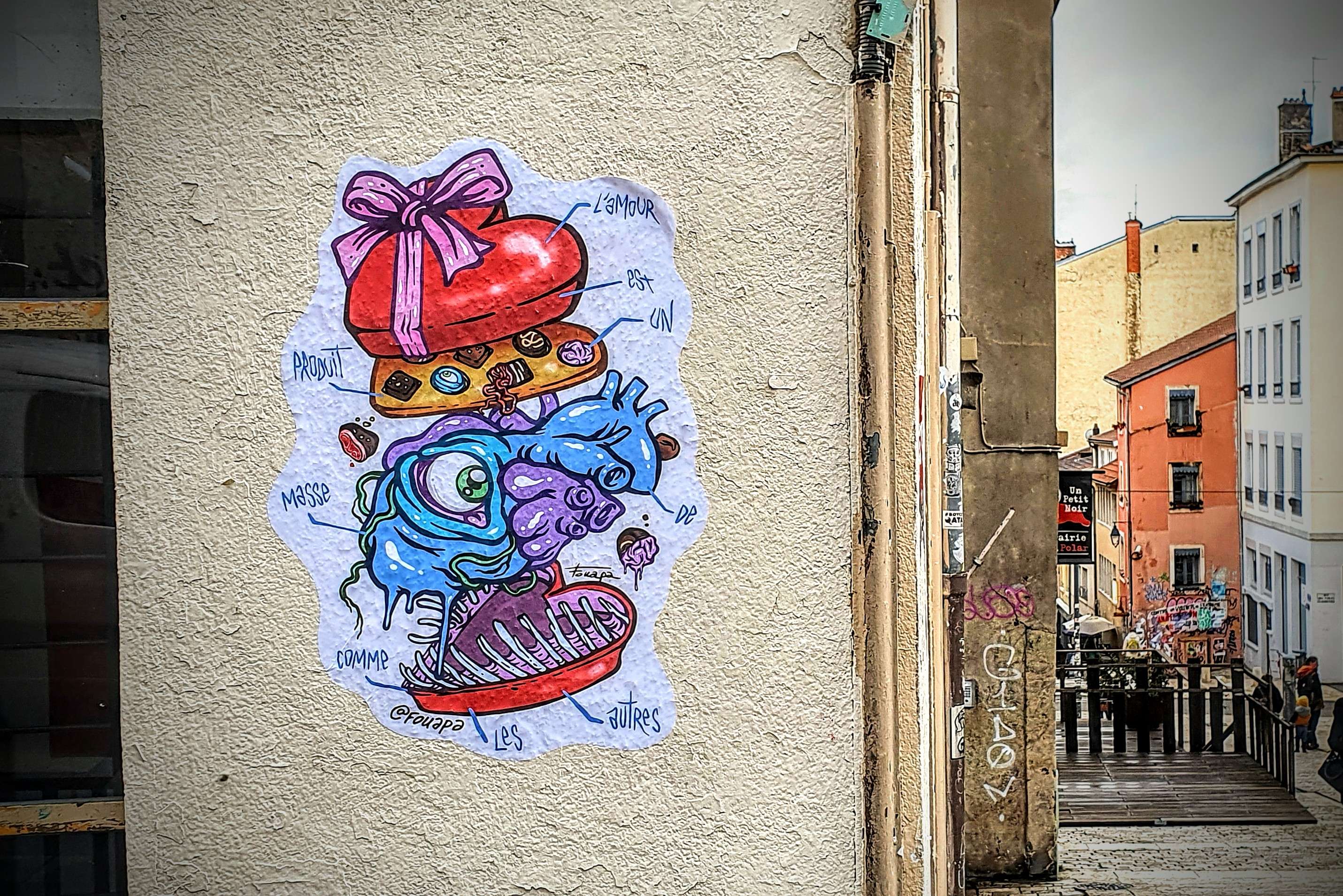 
								Street-art graffiti fresque 
								Fouapa 
									57 Mont&eacute;e de la Grande-C&ocirc;te
									69001
									Lyon
									France 
									Pat Finder
								Street-Art-Safari.com
								