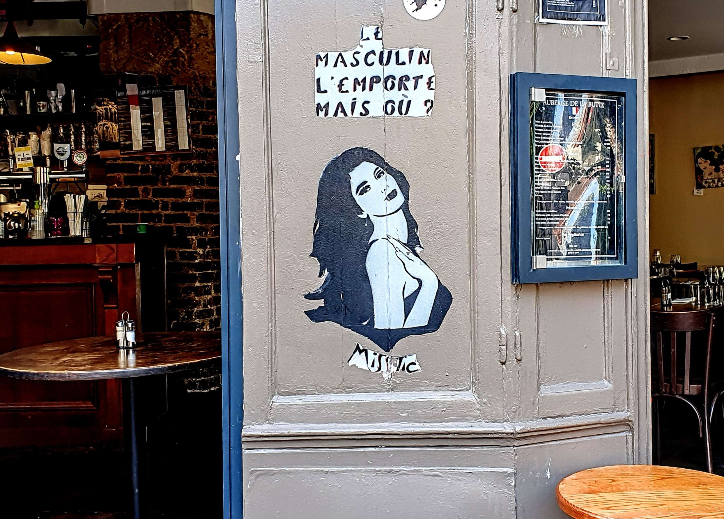 
								Street-art graffiti fresque 
								Miss.Tic 
									18 Rue de la Butte aux Cailles
									75013
									Paris
									France 
									Pat Finder
								Street-Art-Safari.com
								