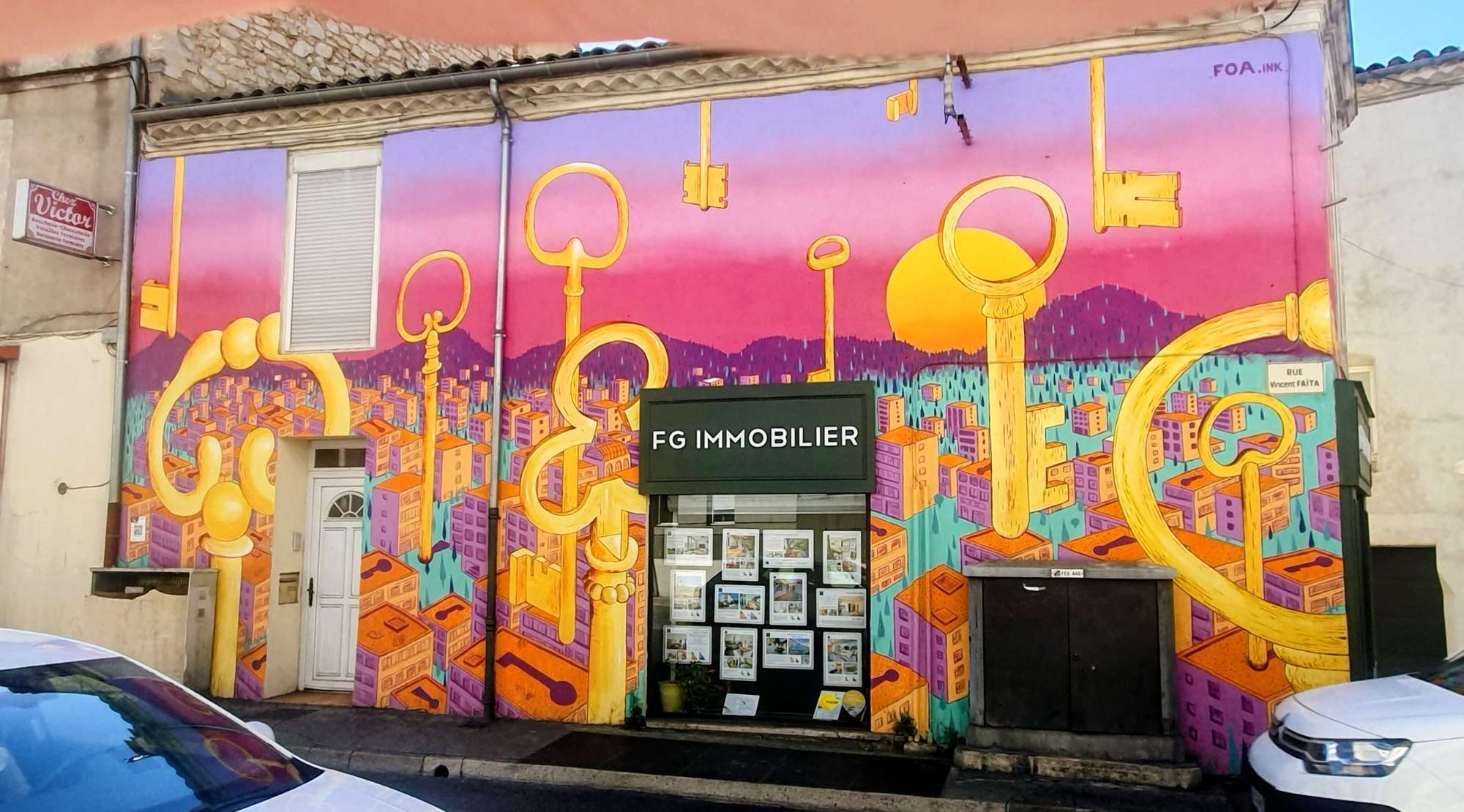 
								Street-art graffiti fresque 
								FOA.Ink 
									20 Rue Vincent Fa&iuml;ta
									30000
									N&icirc;mes
									France 
									Pat Finder
								Street-Art-Safari.com
								