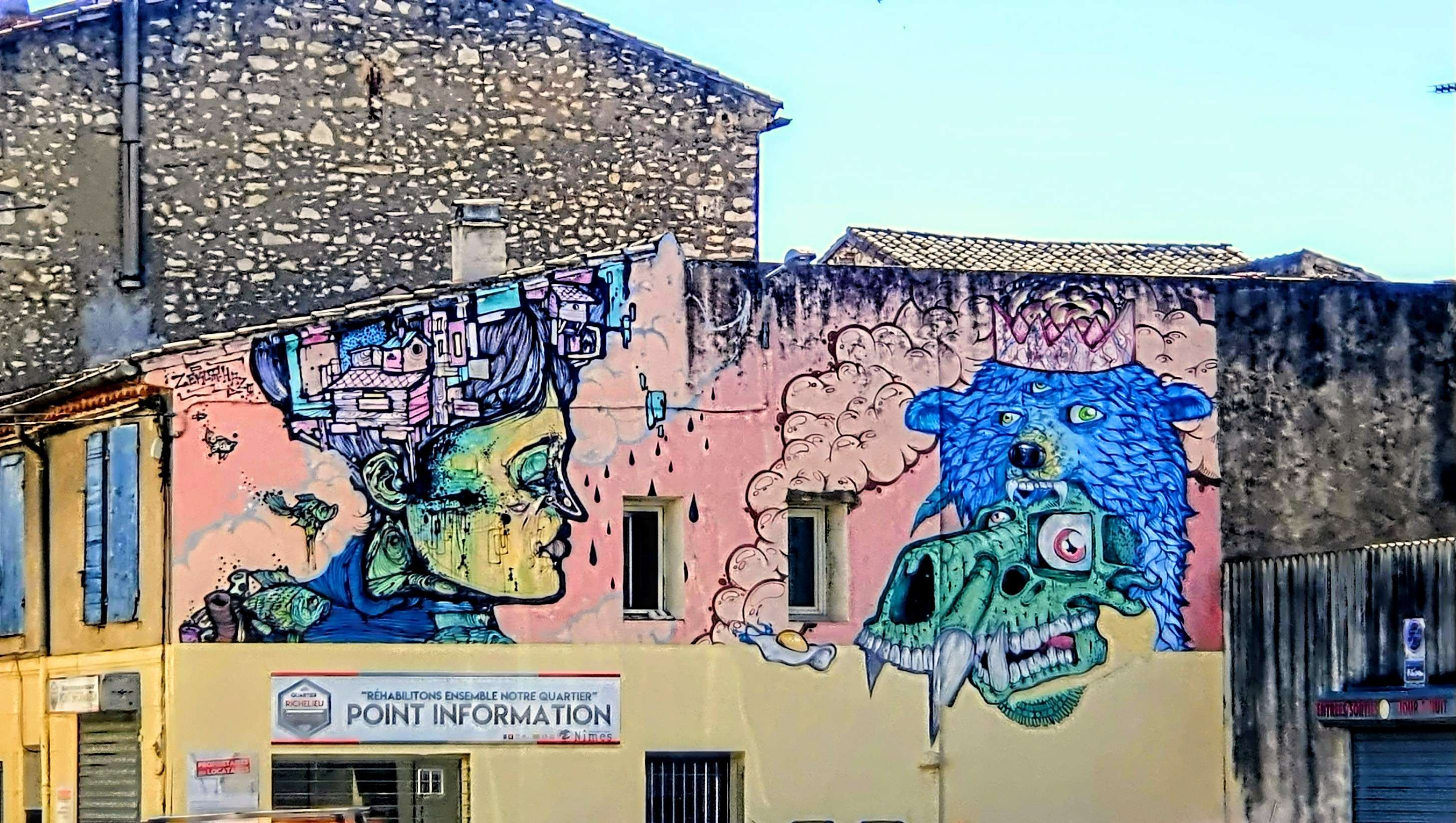 
								Street-art graffiti fresque 
								 
									1 Rue Richelieu
									30000
									N&icirc;mes
									France 
									Pat Finder
								Street-Art-Safari.com
								