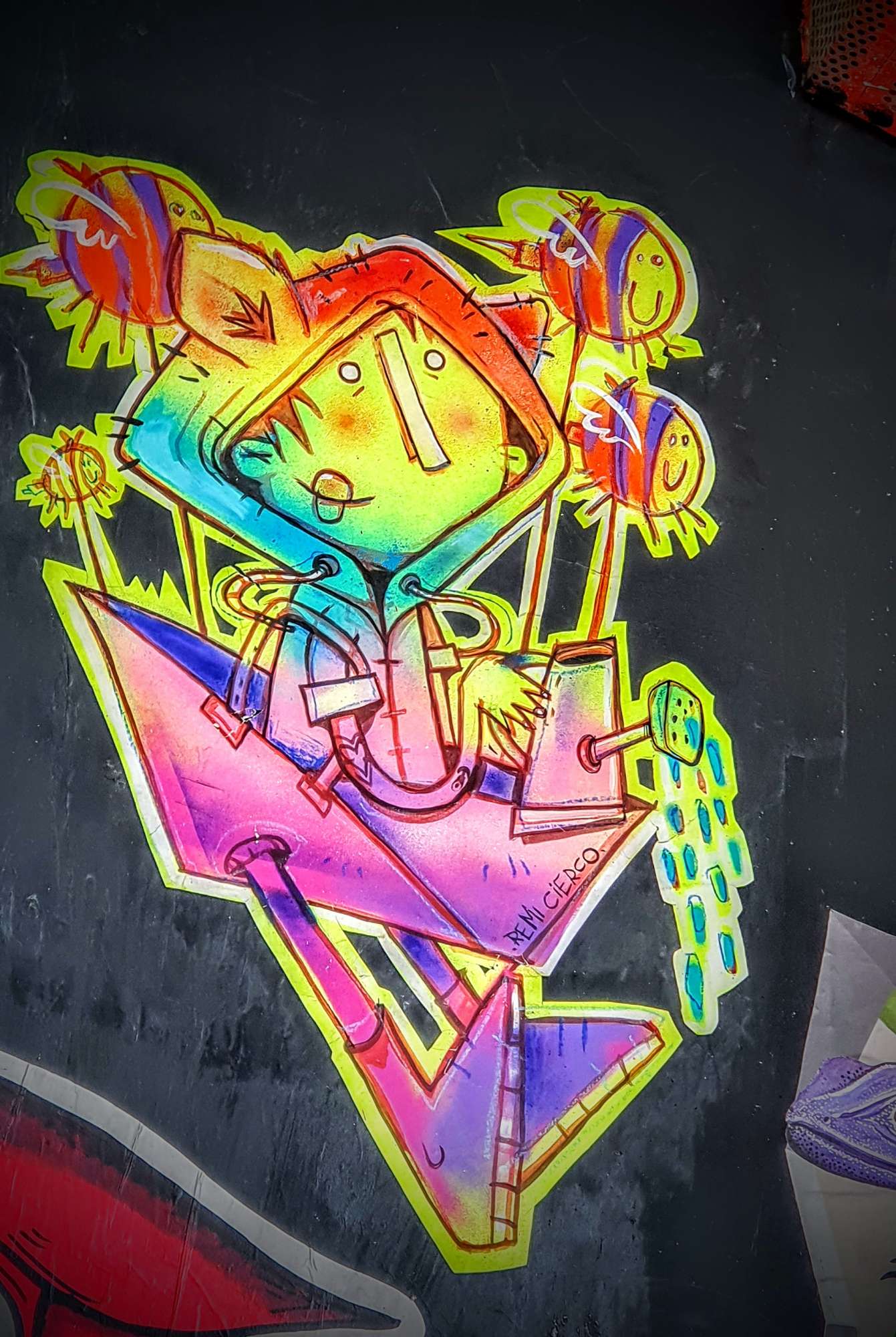 
								Street-art graffiti fresque 
								R&eacute;mi CIERCO 
									20 Boulevard du G&eacute;n&eacute;ral d'Arm&eacute;e Jean Simon
									75013
									Paris
									France 
									AnunaQi
								Street-Art-Safari.com
								